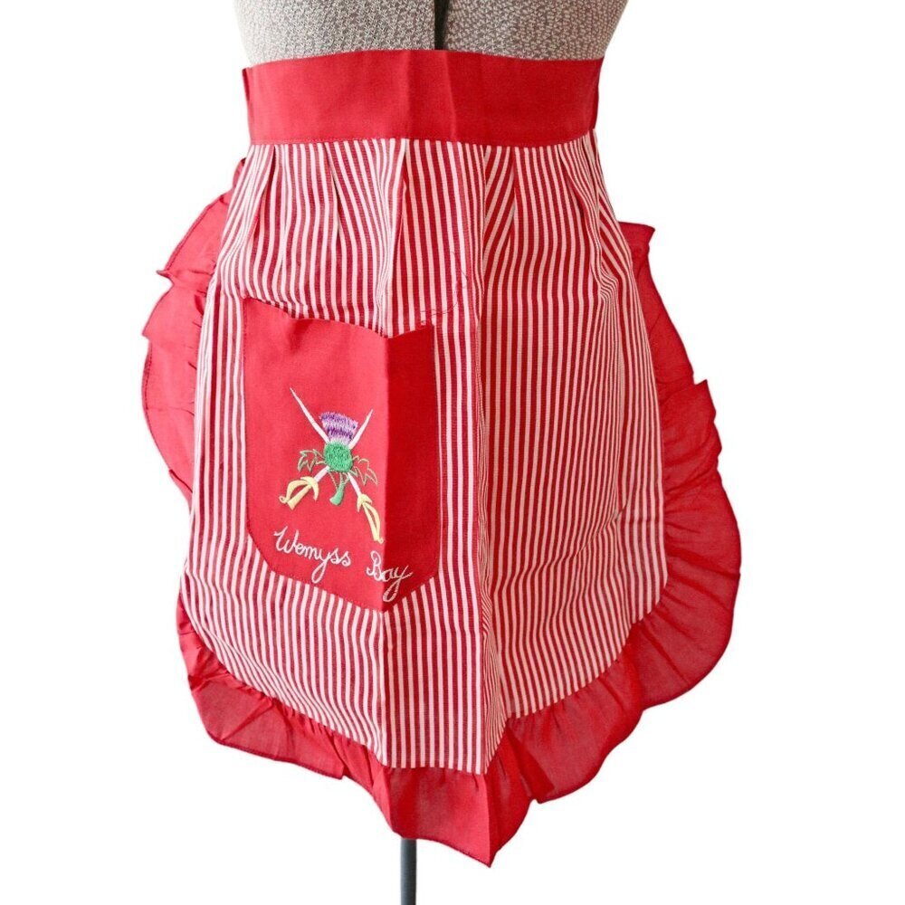 Vintage Half Apron Scottish Wemyss Bay Thistle Pocket